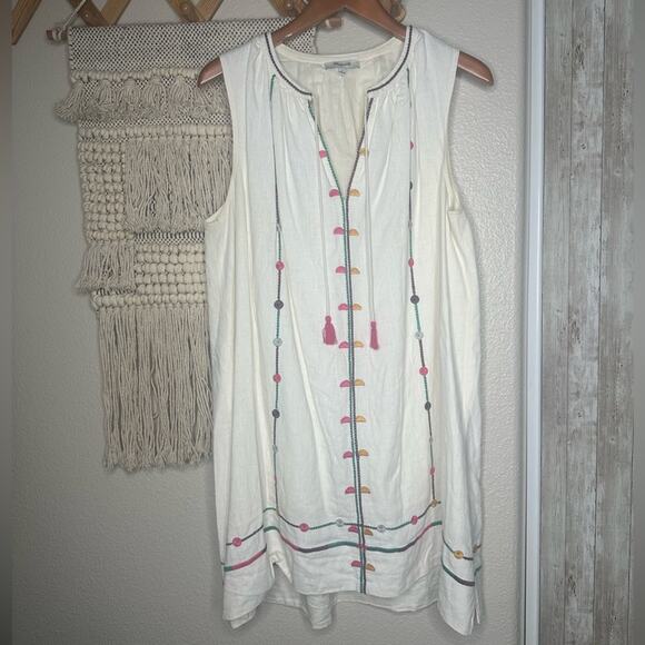 Madewell White Ivory Embroidered Shift Dress (Large) - Picture 3 of 8